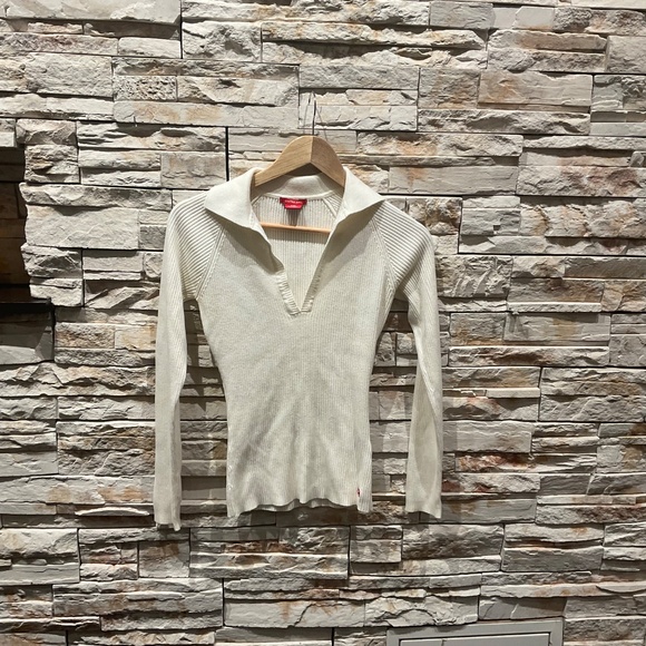 Castro Women’s Ribbed Polo Cream Sweater Size S - Picture 5 of 6